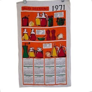Vintage Calendar Tea Towel 1971 Salad Dressing Theme